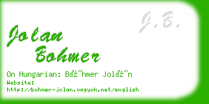 jolan bohmer business card